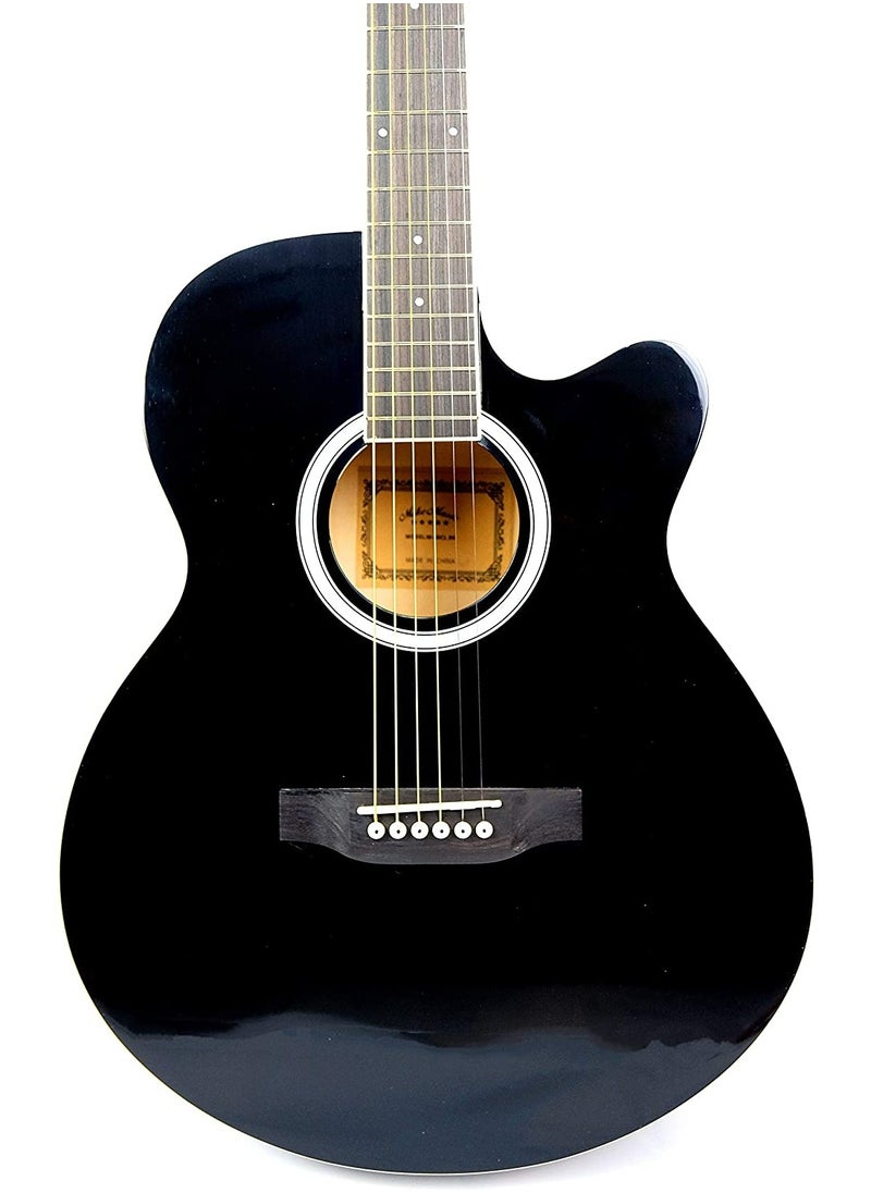 Mike Music Acoustic Guitar 40 inches Starter Guitar Set Black Guitar Wood Cutaway Beginer Guitar Kit with Guitar Sponge Bag, 2 Picks  - Image 4
