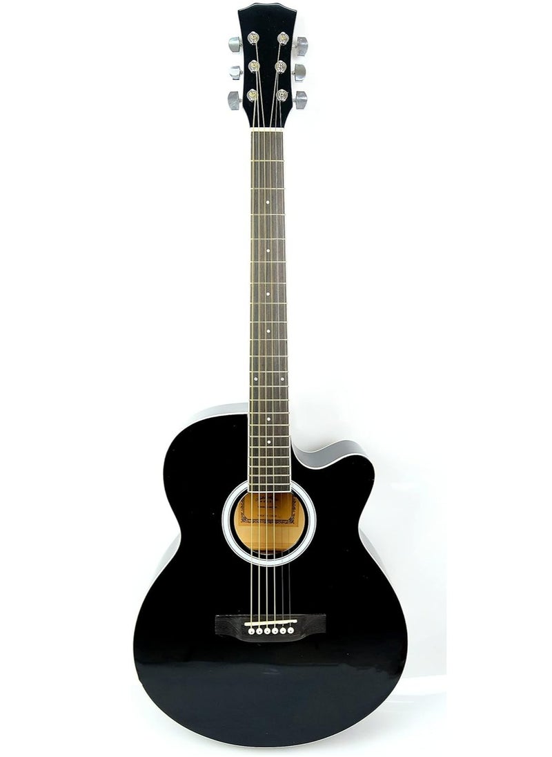 Mike Music Acoustic Guitar 40 inches Starter Guitar Set Black Guitar Wood Cutaway Beginer Guitar Kit with Guitar Sponge Bag, 2 Picks  - Image 2