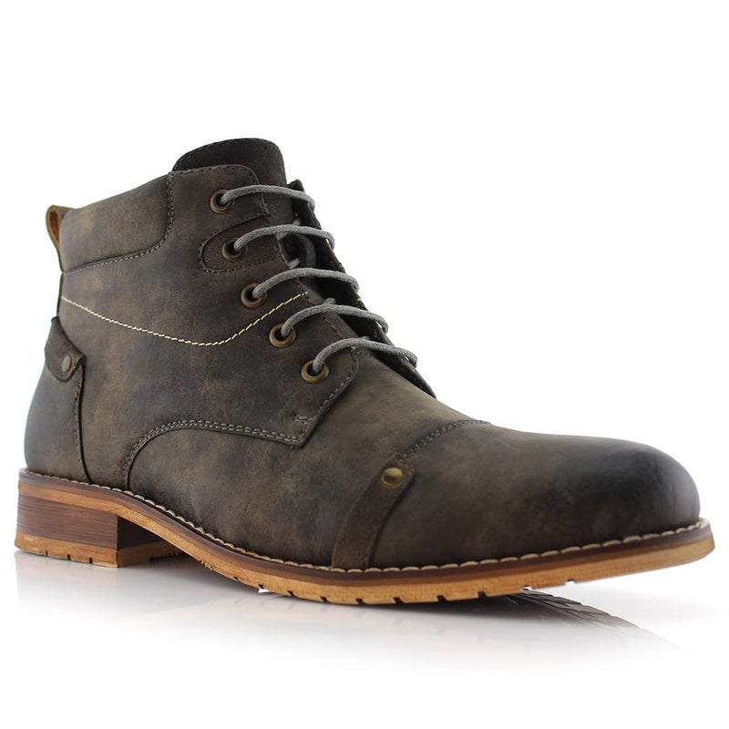 Ferro Aldo Colin MFA806033 Mens Stylish Mid Top Laceup Dress or Work Boots in Rust Grey Size 65