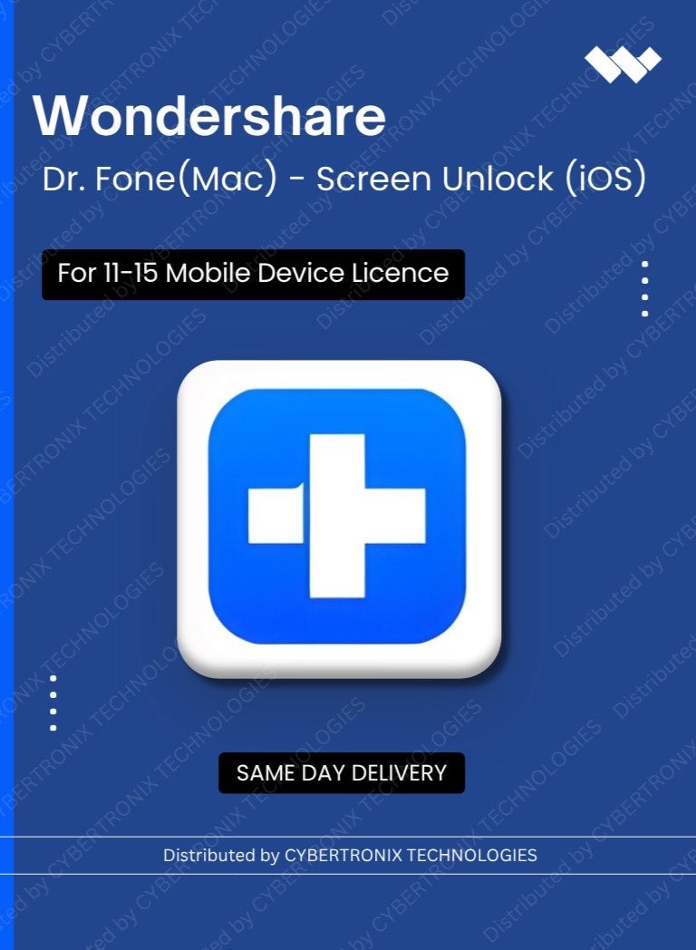 Wondershare Dr.Fone(Mac) - Screen Unlock (iOS) | 11-15 Mobile Device | Digital License | Same Day Delivery