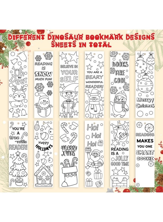 ANGOLIO 75Pcs Christmas Color Your Own Bookmarks Kids Diy Coloring Christmas Party Bookmarks Game Prize Art Craft Supplies Birthday Goodie Bag Fillers Classroom Reading Club Rewards - Image 3