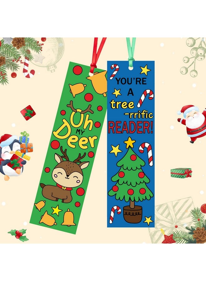 ANGOLIO 75Pcs Christmas Color Your Own Bookmarks Kids Diy Coloring Christmas Party Bookmarks Game Prize Art Craft Supplies Birthday Goodie Bag Fillers Classroom Reading Club Rewards - Image 4