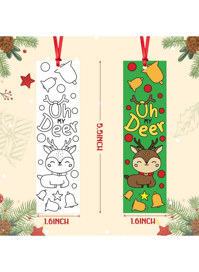 ANGOLIO 75Pcs Christmas Color Your Own Bookmarks Kids Diy Coloring Christmas Party Bookmarks Game Prize Art Craft Supplies Birthday Goodie Bag Fillers Classroom Reading Club Rewards - Image 2