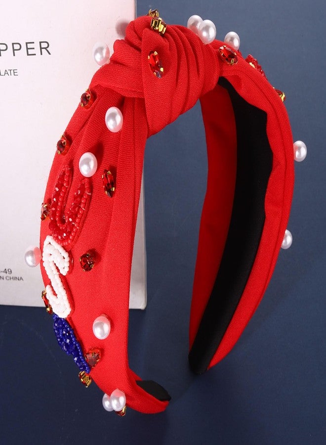 سيالكسهيني عصابات رأس CEALXHENY للنساء بمناسبة عيد الاستقلال الأمريكي، إكسسوارات عيد الاستقلال الأمريكي، عصابات رأس وطنية مزينة بالعلم الأمريكي، عصابات رأس مرصعة بأحجار الراين واللؤلؤ، عصابات رأس مزينة بالخرز والجواهر، هدايا العيد (USA-Red2) - Image 5