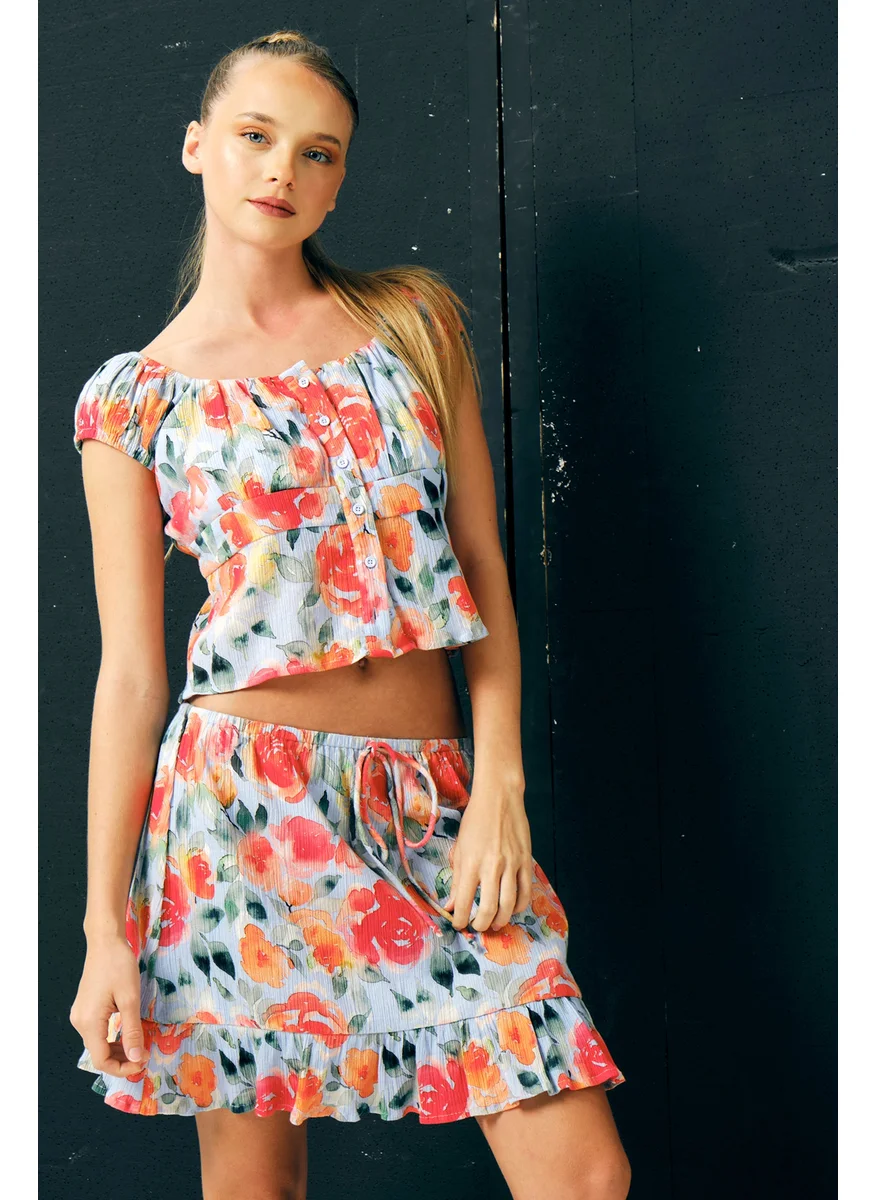 Virgio Virgio Women Cotton Mini Length Floral Skirt