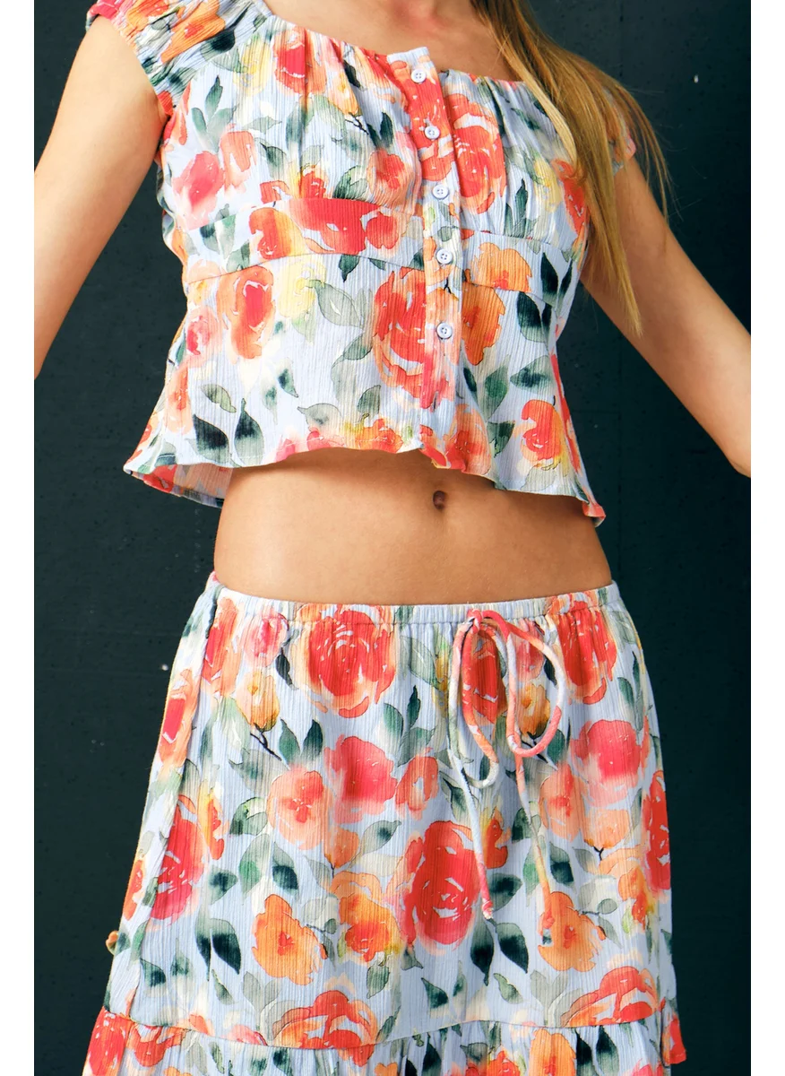 Virgio Virgio Women Cotton Mini Length Floral Skirt