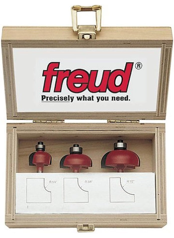 freud Freud 3 Piece Cove Bit Set - Ideal for Furniture, Shelving, Columns, Decorative Moldings and Woodworking - 1/2" Shank, 1/4", 3/8", 1/2" Radius - 89-550  - Image 2