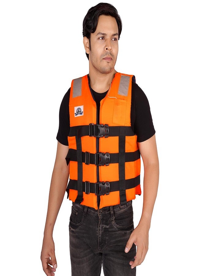 AKMA Adult's Life Jacket, Life Saving Jacket for Swimming Guard, Drifting Boating, PFD Type III, Weight Capacity Upto 120kg, Universal Size, Orange (Nautical) - Image 1
