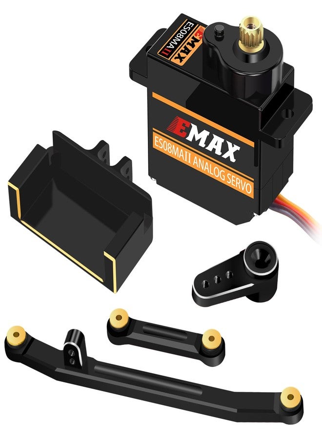 OGUNKE OGRC 12g Servo EMAX Servo RC Steering Servo with Servo Arm Steering Link and Brass Servo Mount for Axial SCX24 AX24 RC Car Upgrade Parts（Black） - Image 1