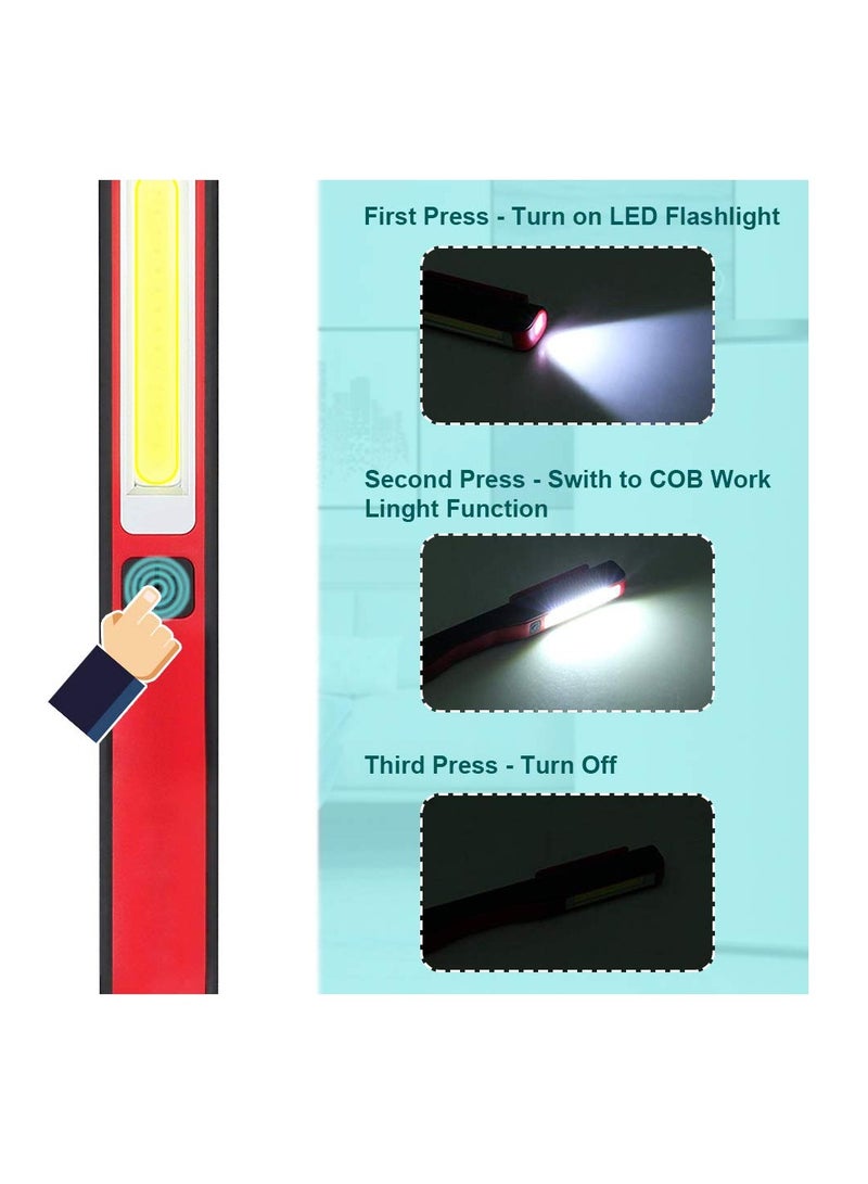 Rechargeable LED Work Light, Magnetic Inspection Lamp COB Flashlight Set Emergency Lighting Solution Workshop Illumination Tools Compact Task Lights for Household Workshop Emergency Use (2 Pack) - Image 2