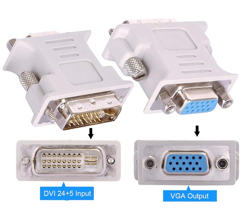 ETZIN DVI to VGA Adapter, DVI-I 24+5 to VGA Male to Female Converter Connector for Computer, Laptop,PC Host,Display Screen, Monitor and Projector NOT-Bi-Directional-EPL-250TC. - Image 2
