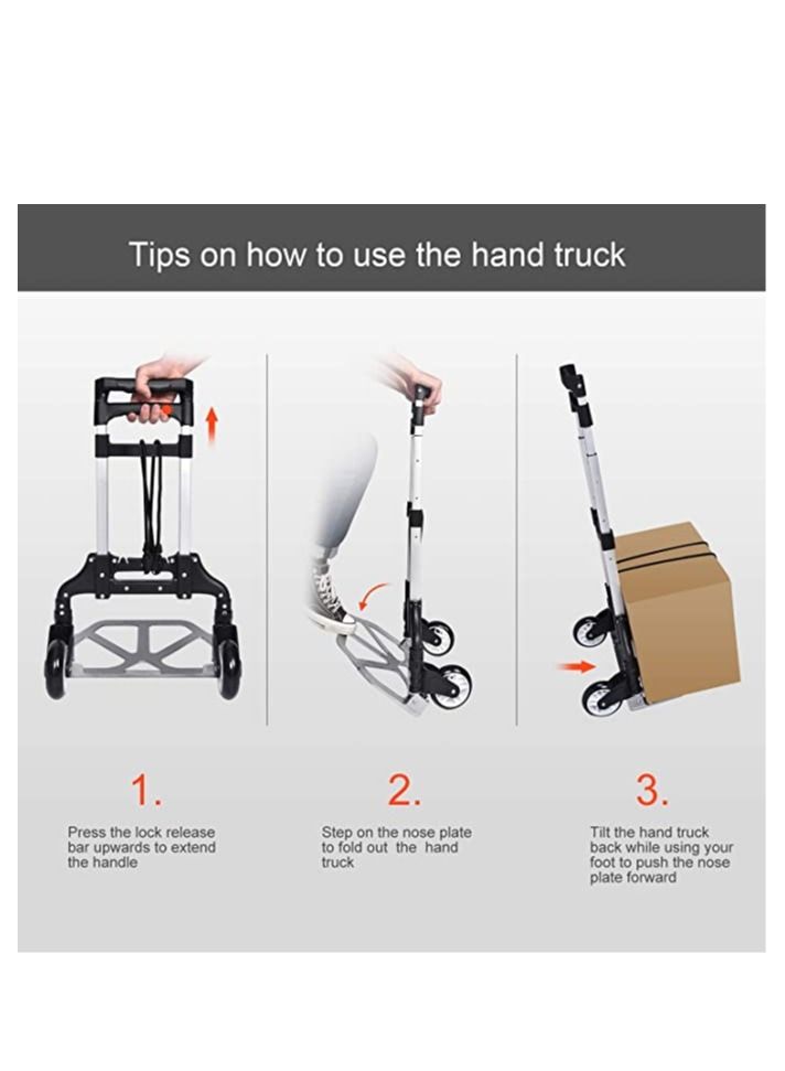 TAMTEK Folding Hand Truck 180 LBS Capacity Heavy-Duty Luggage Trolley Cart With Telescoping Handle And Rubber Wheels, Black - Image 5