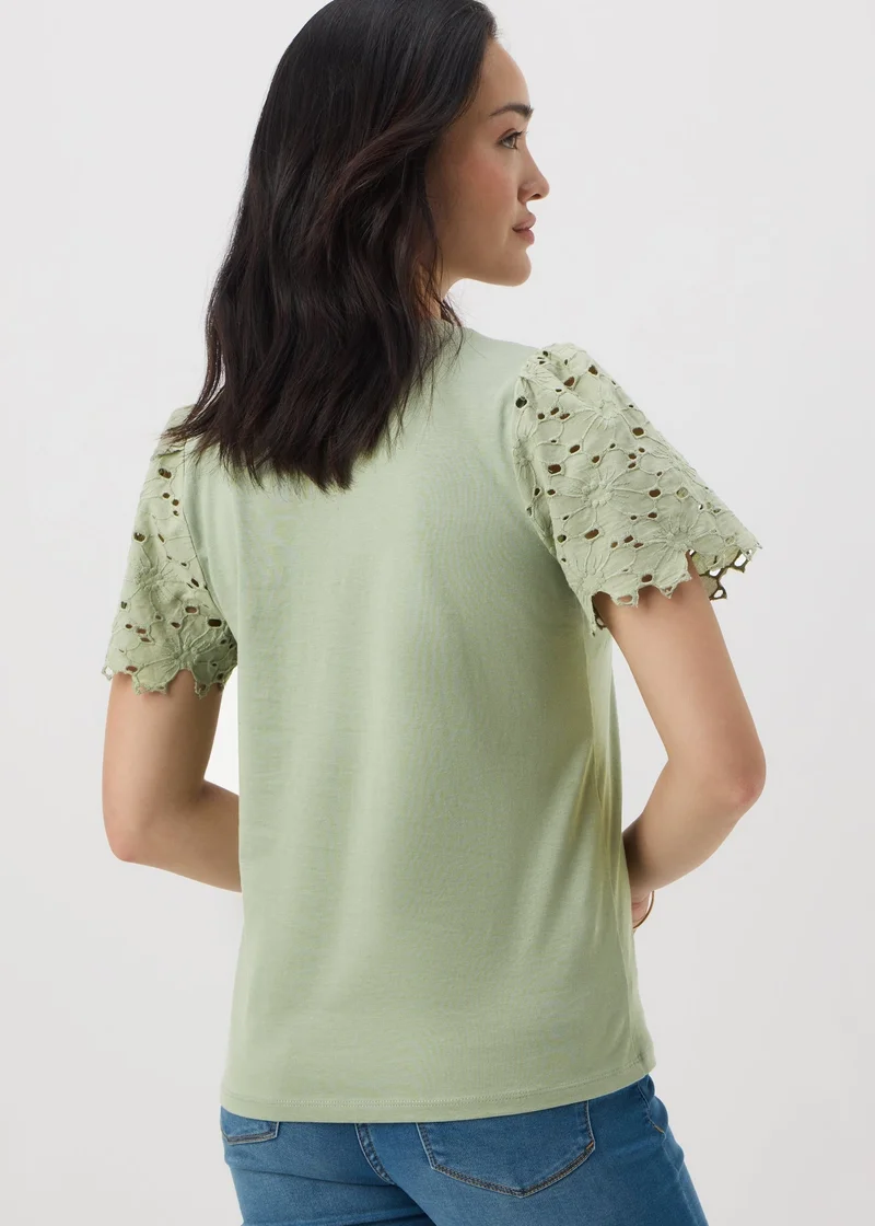 Matalan Khaki Floral Lace T-Shirt