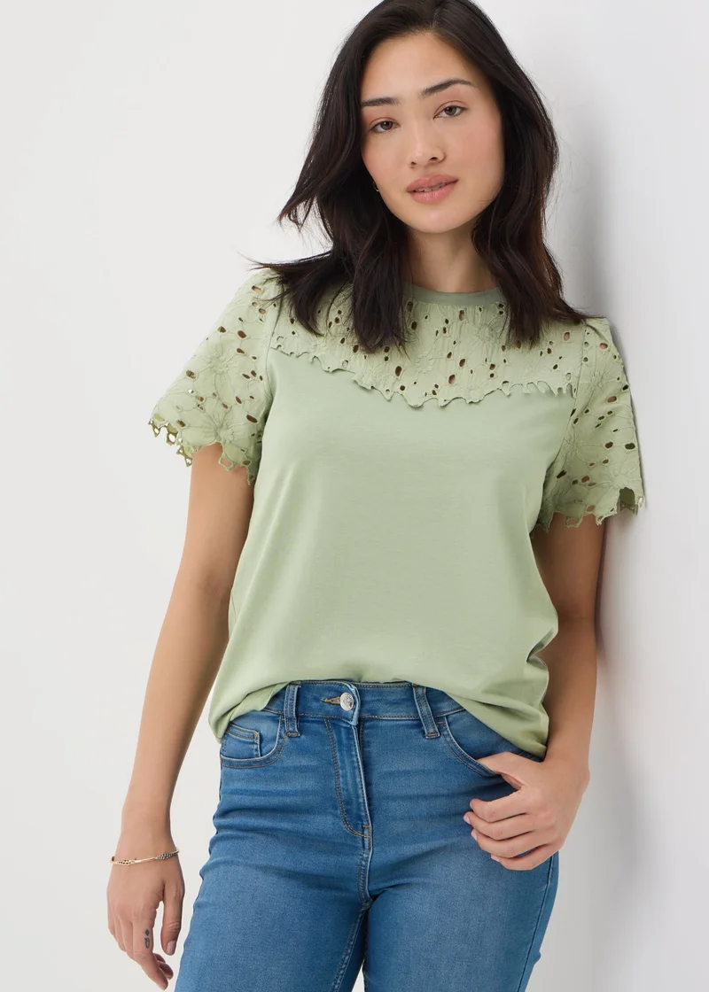 Matalan Khaki Floral Lace T-Shirt