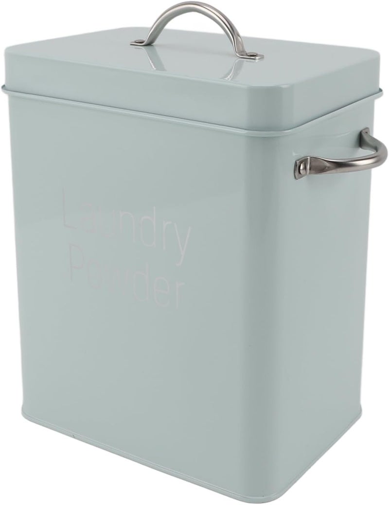 YOSOO Metal Food Storage Bin with Lid and Scoop, Metal Laundry Container Dual Side Handles Spoon Lid Laundry Powder Container for Washing Powder Rice Dog Food Farmhouse Storage Box (Light Green) - Image 4