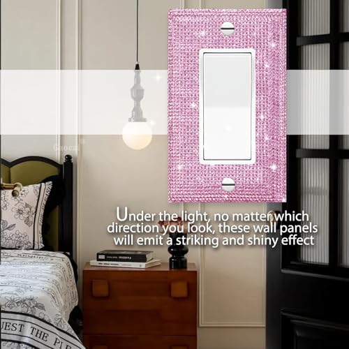 Gaocai Silver Shiny Pink Rhinestones Wall Plates Light Switch Cover Plate Decorative Wall Plate Rhinestone Bling Light Switch Cover 1 Gang - Image 4