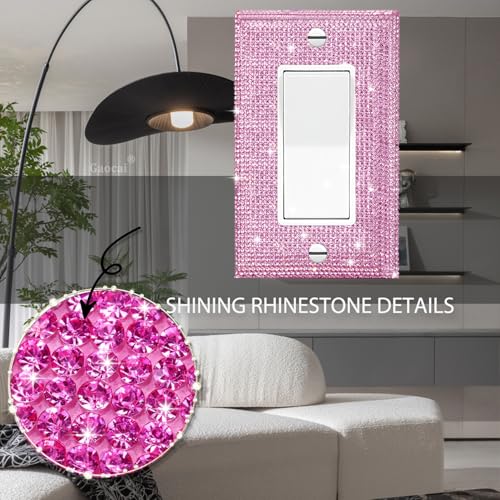 Gaocai Silver Shiny Pink Rhinestones Wall Plates Light Switch Cover Plate Decorative Wall Plate Rhinestone Bling Light Switch Cover 1 Gang - Image 3