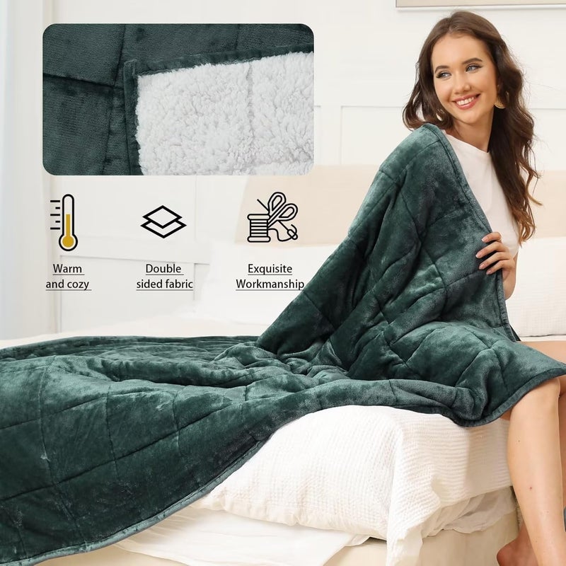Alomidds Weighted Blanket for Adults, Twin Size 12 lbs Weighted Blankets,Heavy Blanket with Reversible Soft Shiny Fleece and Cozy Warm Sherpa for Couch Bed, 48 x 72 inches,Green - Image 5
