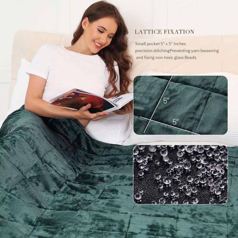 Alomidds Weighted Blanket for Adults, Twin Size 12 lbs Weighted Blankets,Heavy Blanket with Reversible Soft Shiny Fleece and Cozy Warm Sherpa for Couch Bed, 48 x 72 inches,Green - Image 4