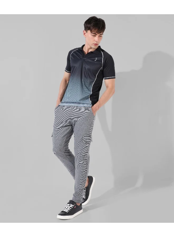 Campus Sutra Men's Black Colourblocked Regular Fit Activewear T-Shirt