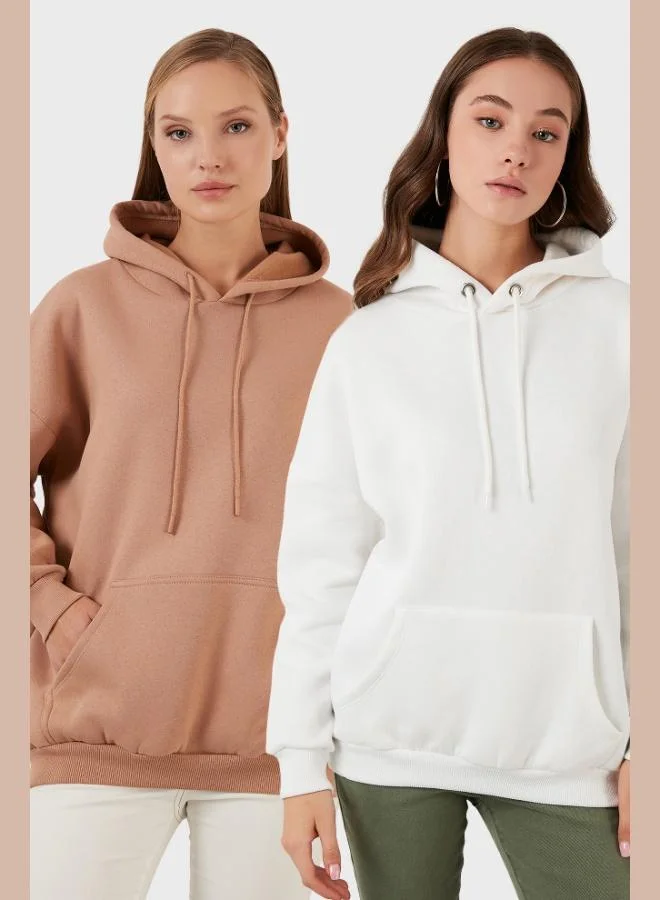 Lela Lela Regular Fit Cotton Hooded Collar Raised Winter 2-Pack Sweat Women's SWEAT 5863854S2