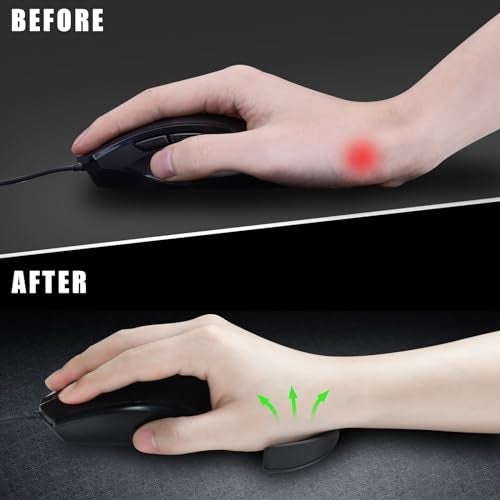 JIKIOU Right-Handed Truly Ergonomic Wrist Rest for Mouse 2 Pack, Carpal Tunnel Support, Pain Relief, Anti-Fatigue, Easy Glide, Office Computer Laptop Gaming Black - Image 5