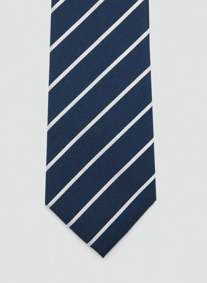 Mango Man Striped silk cotton tie