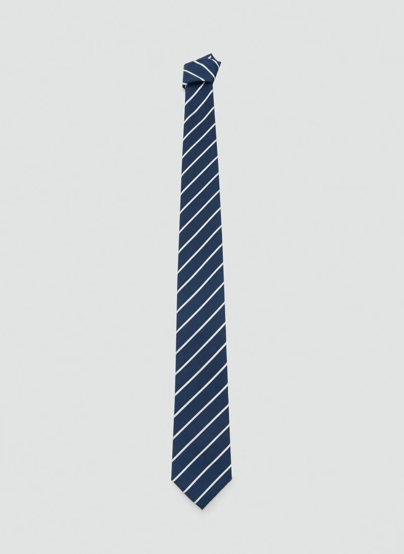 Mango Man Striped silk cotton tie