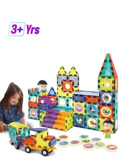 Beauenty 139 PCS Magnetic Tiles Building Blocks for Boys and Girls, Construction Toys for Toddlers Kids, Educational 3D Magnet Puzzles  - Image 1