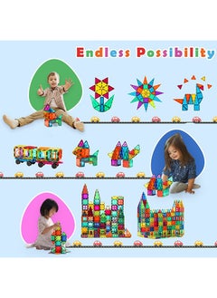 Beauenty 139 PCS Magnetic Tiles Building Blocks for Boys and Girls, Construction Toys for Toddlers Kids, Educational 3D Magnet Puzzles  - Image 3