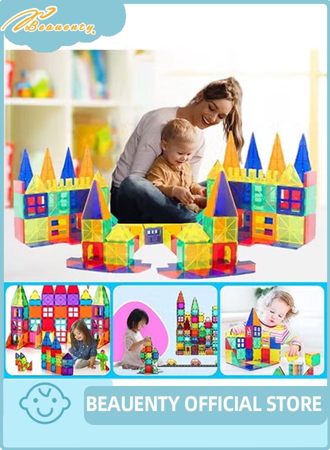 Beauenty 139 PCS Magnetic Tiles Building Blocks for Boys and Girls, Construction Toys for Toddlers Kids, Educational 3D Magnet Puzzles - Image 5