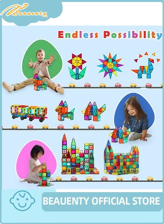 Beauenty 139 PCS Magnetic Tiles Building Blocks for Boys and Girls, Construction Toys for Toddlers Kids, Educational 3D Magnet Puzzles - Image 3