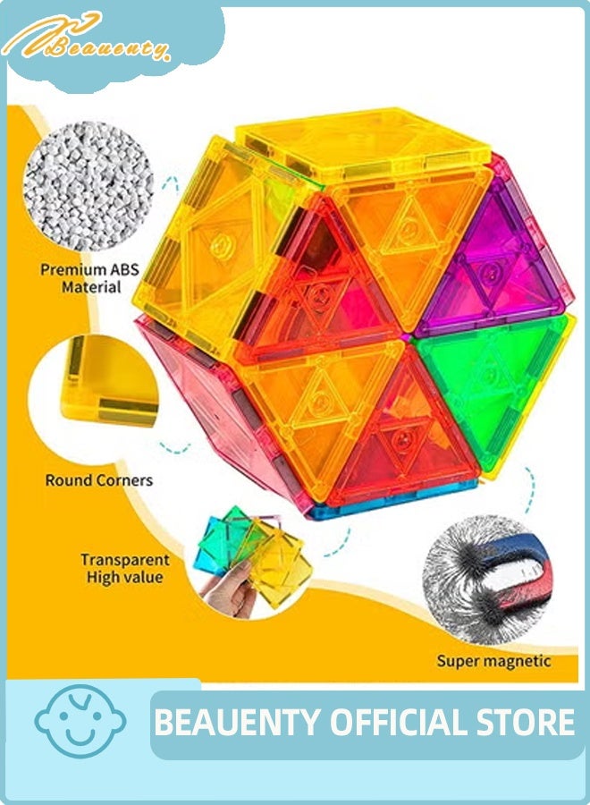 Beauenty 139 PCS Magnetic Tiles Building Blocks for Boys and Girls, Construction Toys for Toddlers Kids, Educational 3D Magnet Puzzles - Image 2