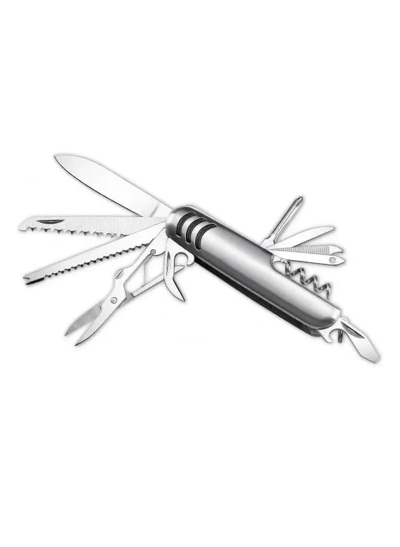 Generic 9 in 1 Pocket Tool Set Made of Stainless Steel Multi-function Useful for Travel, Fishing Trips, BBQs, Mountaineering, Fishing on Boats and Inside Car Trunk Silver - Image 1