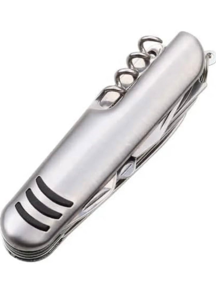 Generic 9 in 1 Pocket Tool Set Made of Stainless Steel Multi-function Useful for Travel, Fishing Trips, BBQs, Mountaineering, Fishing on Boats and Inside Car Trunk Silver - Image 2