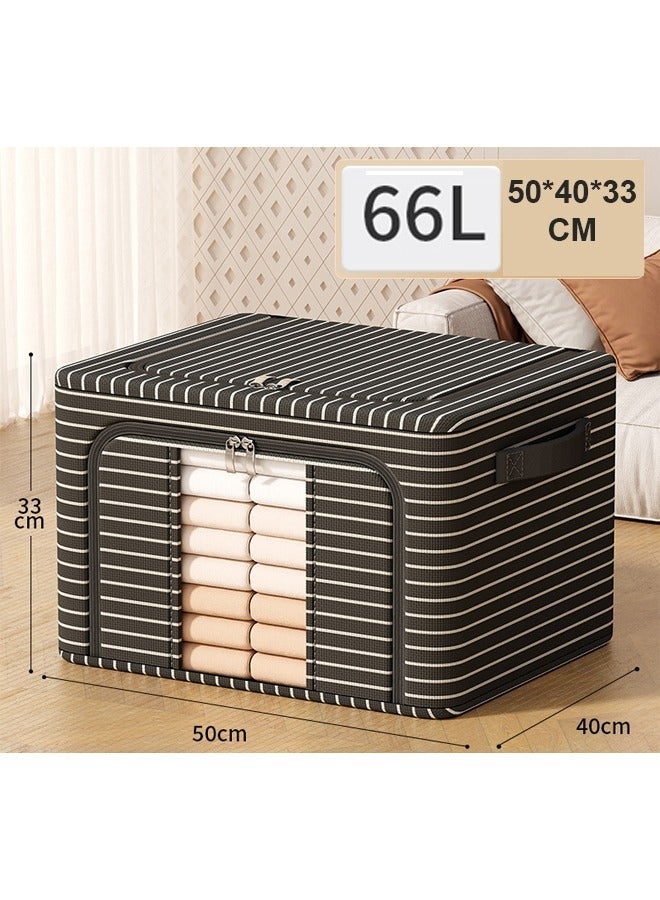 NKX 2 Piece Fabric Quilt Storage Box with Lid, Large Capacity, Moisture Proof and Dust Proof Folding Storage Cabinet with Sturdy Handles, Ideal for Quilt Organizing, Zip Closure (50*40*33 cm) - Image 2