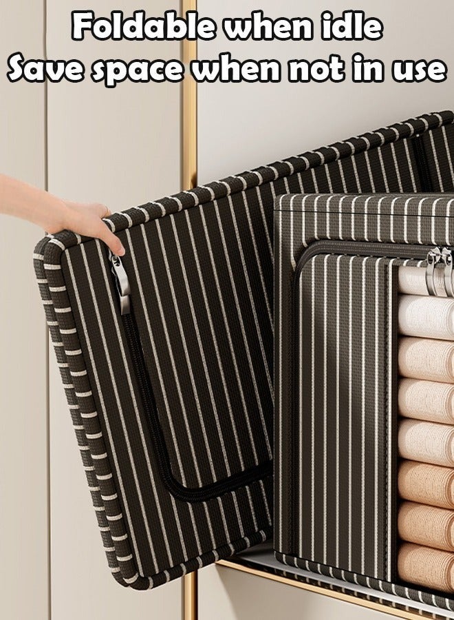 NKX 2 Piece Fabric Quilt Storage Box with Lid, Large Capacity, Moisture Proof and Dust Proof Folding Storage Cabinet with Sturdy Handles, Ideal for Quilt Organizing, Zip Closure (50*40*33 cm) - Image 3