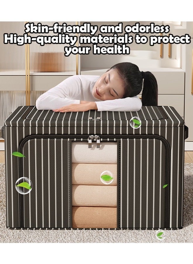 NKX 2 Piece Fabric Quilt Storage Box with Lid, Large Capacity, Moisture Proof and Dust Proof Folding Storage Cabinet with Sturdy Handles, Ideal for Quilt Organizing, Zip Closure (50*40*33 cm) - Image 4