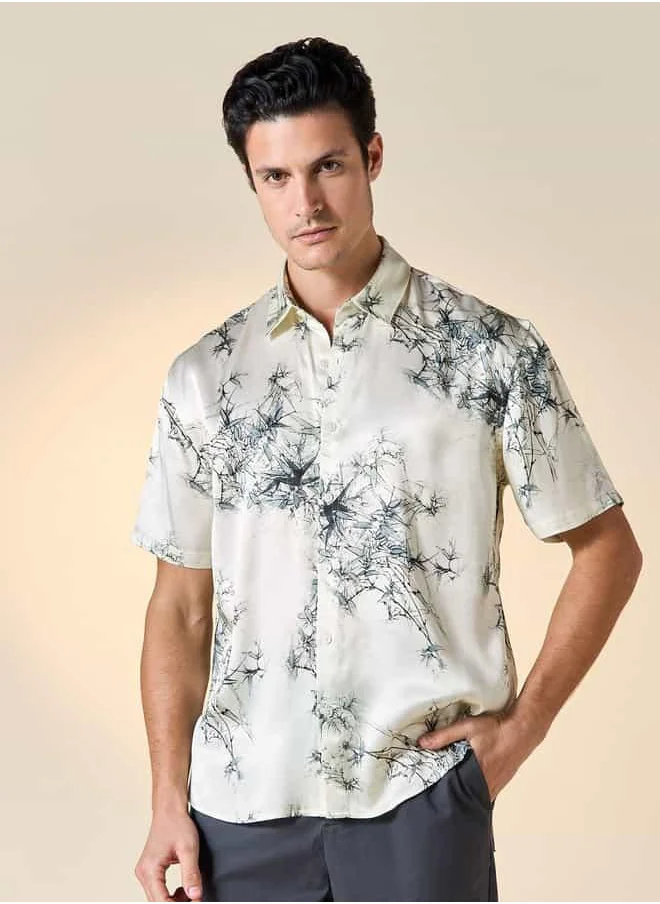 Iconic Iconic All-Over Print Shirt with Short Sleeves