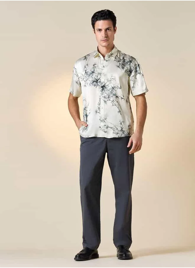 ايكونيك Iconic All-Over Print Shirt with Short Sleeves