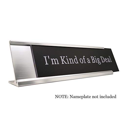 Icomecn 2" x 10" Aluminum Name Plate Desk Holder, Office Business Desk Sign Holder Desktop-5 Pack (Silver) - Image 2