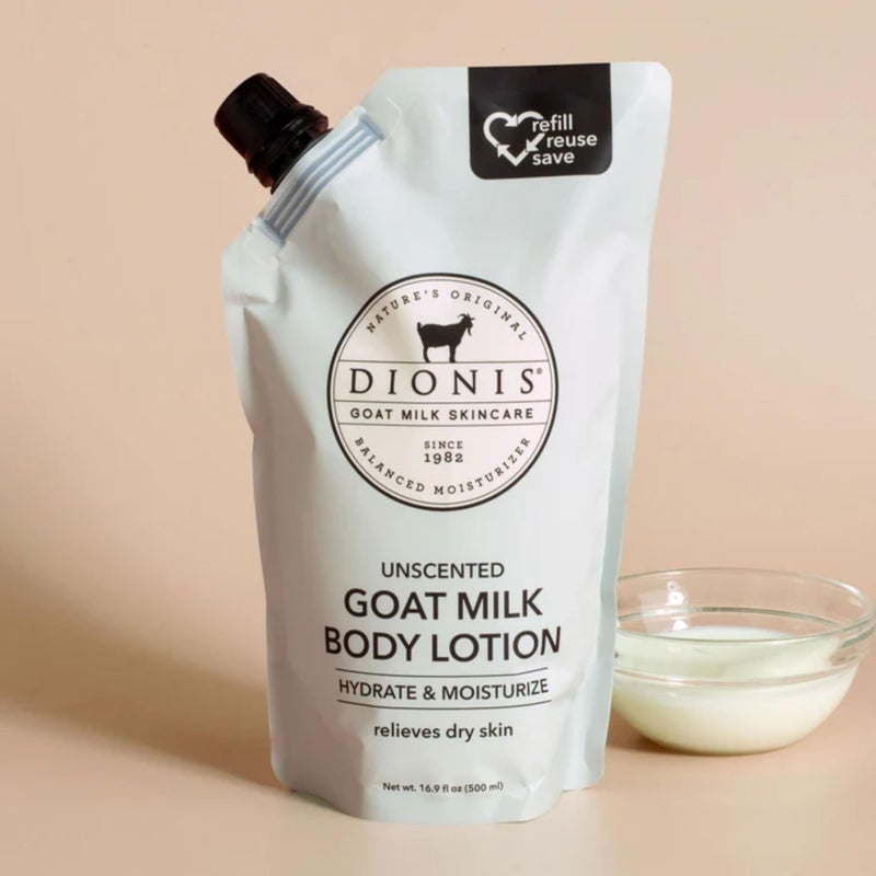 Dionis Goat Milk Skincare Body Lotion 16.9 oz Refill Pouch, Cruelty-Free, Fragrance Free, Dermatologist Tested, Hydrating & Moisturizing Lotion for Dry Skin, Rich in Vitamins, Unscented - Image 5