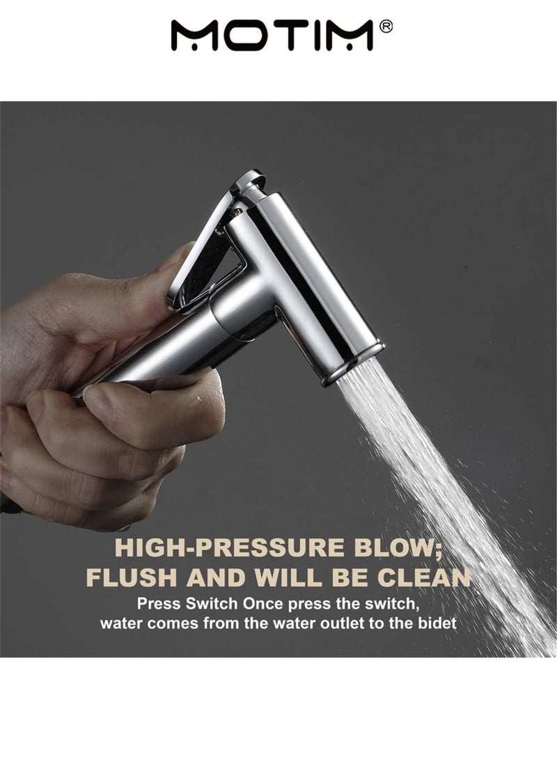 Motim Handheld Bidet Sprayer Shattaf Set Muslim Shower with 1.5m Bidet Hose and Holder No Drilling Copper toilet Spray Gun Set for Sprayer Toilet - Image 3