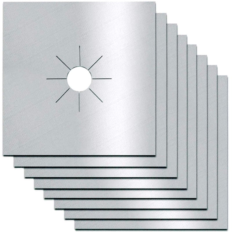 Stove Burner Covers03 MM Double Thickness8 PackGas Stove Burner LinersNonstick Reusable Gas Range Stove Top Covers for KitchenCuttableEasy to CleanSilverSize 106 x 106
