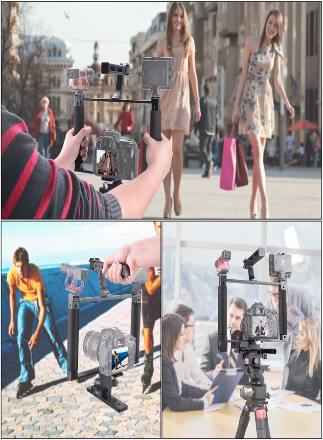 Fantaseal Universal Aluminum Alloy DSLR Mirrorless Camera Camcorder Stabilizer Extension Cage Mount for Mic Monitor Light, Movie Making Rig YouTube Tiktok Vlogging Video Kit w/Phone Holder for Canon Sony Nikon - Image 2