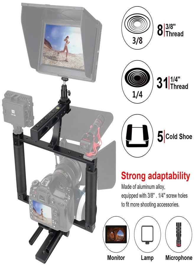 Fantaseal Universal Aluminum Alloy DSLR Mirrorless Camera Camcorder Stabilizer Extension Cage Mount for Mic Monitor Light, Movie Making Rig YouTube Tiktok Vlogging Video Kit w/Phone Holder for Canon Sony Nikon - Image 3