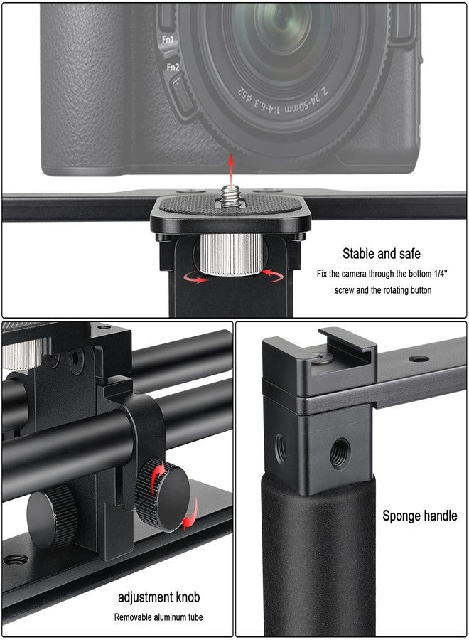 Fantaseal Universal Aluminum Alloy DSLR Mirrorless Camera Camcorder Stabilizer Extension Cage Mount for Mic Monitor Light, Movie Making Rig YouTube Tiktok Vlogging Video Kit w/Phone Holder for Canon Sony Nikon - Image 5