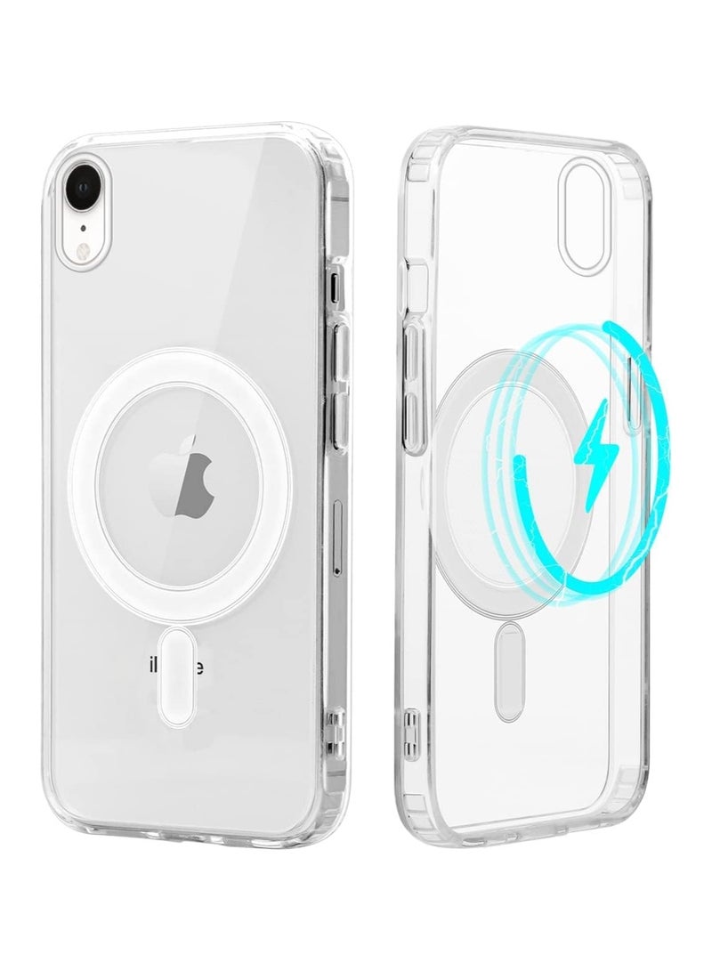 دينكس جراب مغناطيسي شفاف لهاتف iPhone Xr مع شحن لاسلكي آمن، غطاء ممتص للصدمات من السيليكون الناعم TPU، جراب واقٍ رفيع ورفيع من الخلف مقاوم للصدمات ومضاد للصفراء. - Image 1