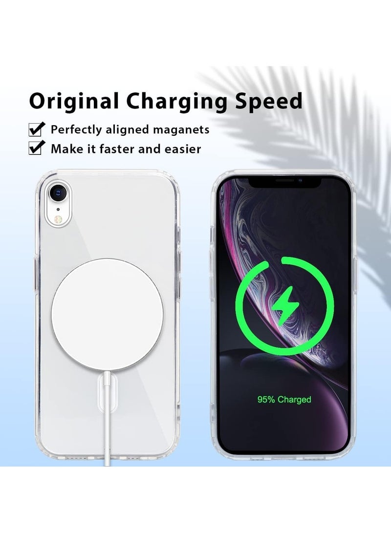 دينكس جراب مغناطيسي شفاف لهاتف iPhone Xr مع شحن لاسلكي آمن، غطاء ممتص للصدمات من السيليكون الناعم TPU، جراب واقٍ رفيع ورفيع من الخلف مقاوم للصدمات ومضاد للصفراء. - Image 2