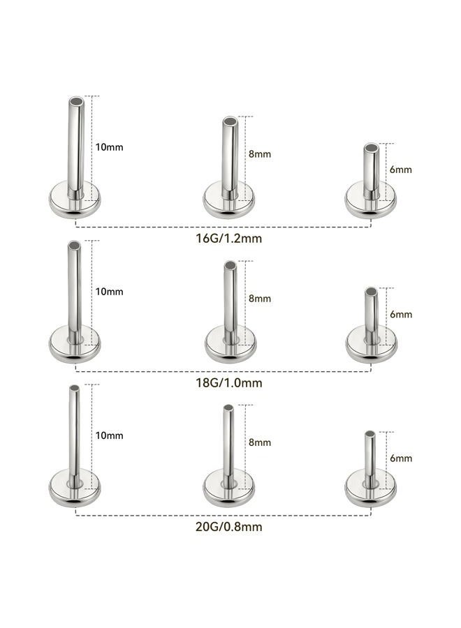 limerencia Titanium Threadless Bar Post for Tragus Body Piercing,16G/18G/20G Press Fit Flat Back Stud Earrings Push in Post Replacement Medusa Helix Couch Piercing Jewelry for Women Men(A Pair) - Image 4